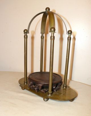 antique adjustable brass hand carved wood santos sculpture stand display base 3