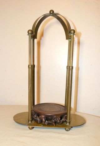 antique adjustable brass hand carved wood santos sculpture stand display base 4