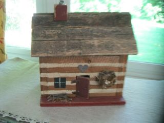 Primitive Hand Crafted Wooden Log Cabin House Doll House Primitive