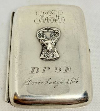 Vintage Sterling Silver Benevolent And Protective Order Of Elks Cigarette Case