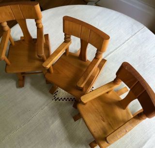 Strombecker Mid Century Modern Maple Doll Furniture; Three 3 Rocking Chairs