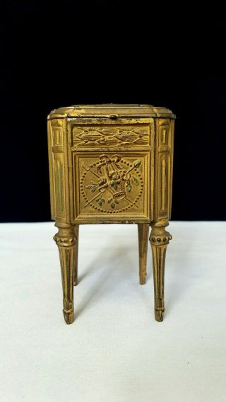 1900s Antique French Depose 426 Bronze Gilt Metal Jewelry Box