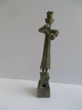 Old China Bronze Gilt Sanxingdui Culture Sanxingdui People Figurine 11 1/4 "