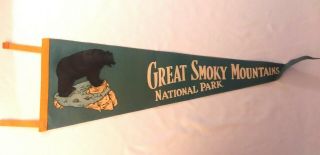 Vintage Souvenir Pennant From Great Smoky Mountains Nation Park Black Bear