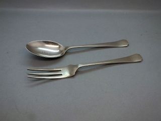 Attractive Art Deco Solid Silver Christening Fork & Spoon Set Sheffield 1944