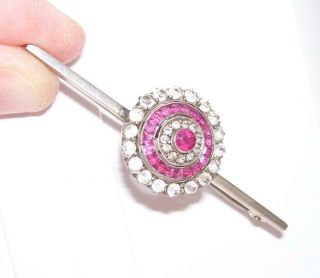Gorgeous Fine Large Antique Victorian Diamond Ruby Paste Round Target Brooch Pin