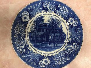 Antique Blue & White Adams Plate - Gov.  Langdon Mansion Portsmouth,  Nh