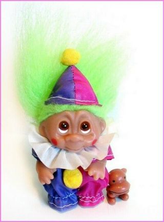 Dam Baby Clown Troll 1985 Look Up Eyes 3 " Sz Costume Hat & Squinkies Monkey
