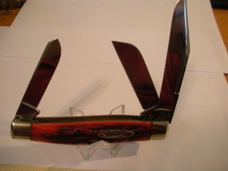 Vintage Rare Marbles Msa 01 Gladstone Mich Usa 3 Blade Red Bone Pocket Knife