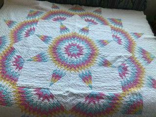 Antique Hand Stitched/hand Quilted Star Pattern Patchwork Quilt/bedspread