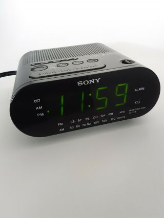 Vintage Black Sony Dream Machine Am Fm Dual Alarm Led Clock Radio