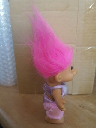 Russ Troll Doll 5” Pink Hair Brown Eyes Dressed As A Genie Vtg toy for 3,  age 2