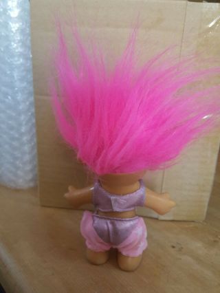 Russ Troll Doll 5” Pink Hair Brown Eyes Dressed As A Genie Vtg toy for 3,  age 3