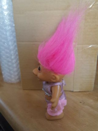 Russ Troll Doll 5” Pink Hair Brown Eyes Dressed As A Genie Vtg toy for 3,  age 4