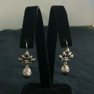 Vintage Sterling Silver Abalone Shell Dangle Earrings By T.  Tucker