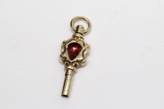A Fine Antique Victorian 9ct Gold Cased Agate & Crystal Watch Key Pendant 14249