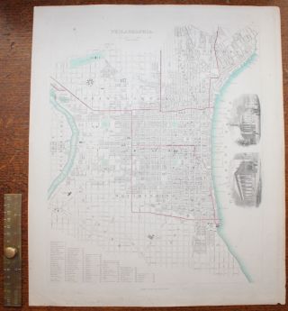 1852 Plan Of The City Of Philadelphia George Cox Antique Moyamensing