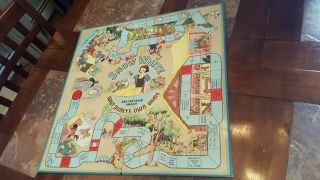 Rare Colorful Antique " Snow White And Seven Darfs " Game Board Only