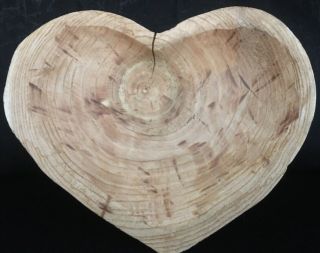 Wooden Heart Shaped Bowl Hand Carved