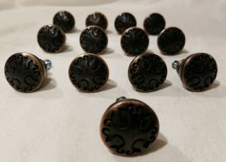 13 Drawer Pull Round Knobs Antiqued Bronze Finish With Screws