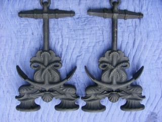 Dolphin & Anchor Andirons,  Nicely Detailed,  Brass Not Cast Iron,  10 X 16