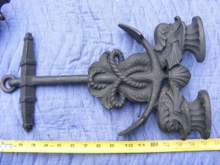 Dolphin & Anchor Andirons,  nicely detailed,  brass not cast iron,  10 x 16 2