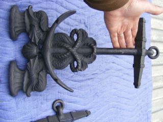 Dolphin & Anchor Andirons,  nicely detailed,  brass not cast iron,  10 x 16 4