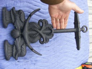 Dolphin & Anchor Andirons,  nicely detailed,  brass not cast iron,  10 x 16 5