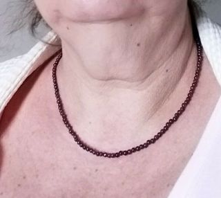 Natural 3 mm round Garnet Bead Necklace for Antique Pendants 17 