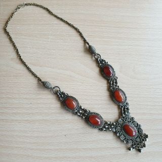 26 Old Antique Yemeni Necklace With Agates Cabochons