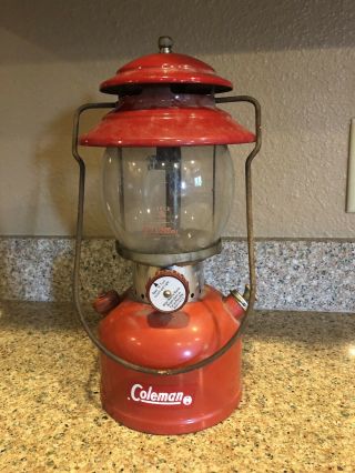 Vintage Coleman 200a Single Mantle Lantern Dated 6 - 63 With Pyrex Globe
