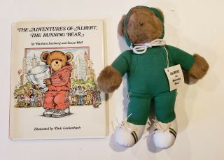 Vintage Albert The Running Bear Plush 13 " Jogging Suit 1979 W/ Book