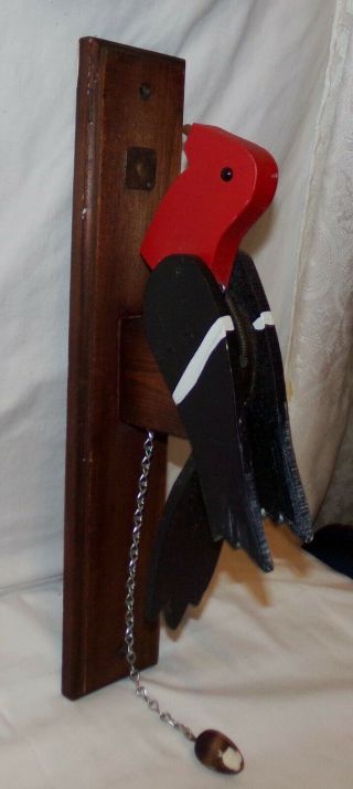 Woodpecker Bird Wood Door Knocker Wooden Red Headed Handmade Novelty Rustic