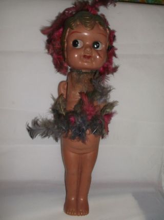 Vintage14 " Kewpie Betty Boop Look Carnival Flapper Doll Celluloid Jointed Arms