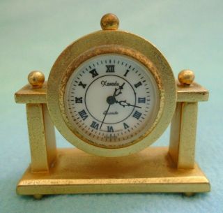 Vintage Xanadu Gold Tone Dollhouse Miniature Mantle 1 5/8 " Clock
