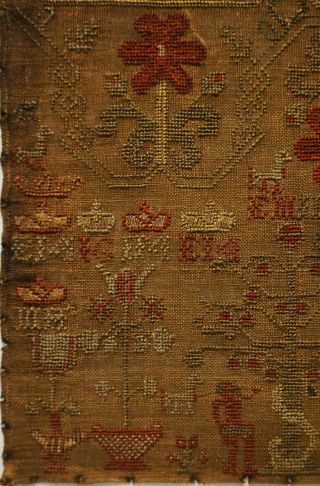 EARLY 19TH CENTURY ADAM & EVE & BORDERS SAMPLER FOR/BY EDWARD MORTON - c.  1820 6