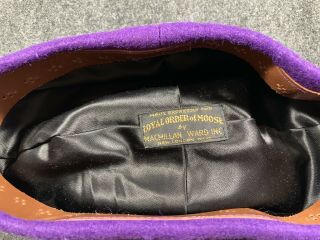 Vintage Loyal Order of Moose Purple Hat Silk & Wool Macmillan Ward Inc. 3