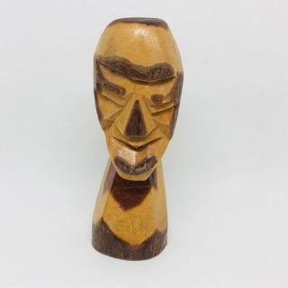 Nassau Hand Carved Wooden Tiki Sculpture Signed 1984 Paul 2 Tone Souvenir Decor