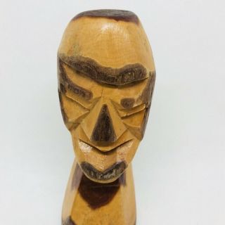Nassau Hand Carved Wooden Tiki Sculpture Signed 1984 Paul 2 Tone Souvenir Decor 2