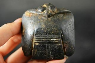 Chinese Hongshan Culture Magnet Jade Stone Carved Bat Amulet Pendant J34