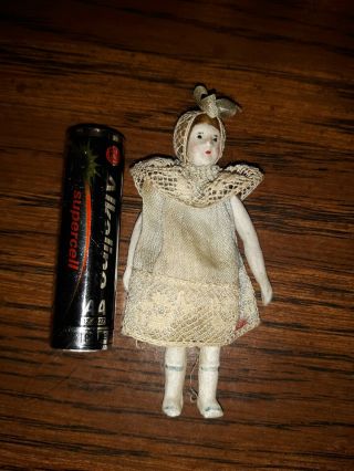 Antique Vnt Bisque Jointed Penny Doll German French Carl Horn Hertwig Miniature