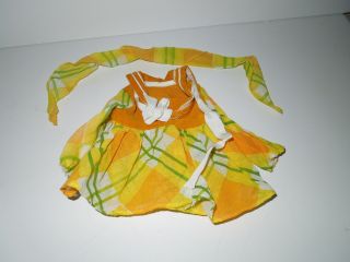 Euc Vintage Ideal Velvet Clothes " Glad Plaid " Yellow Outfit - Dress & Scarf