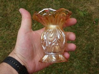 Antique Imperial Carnival Glass Rococo Marigold Small Spittoon Vase