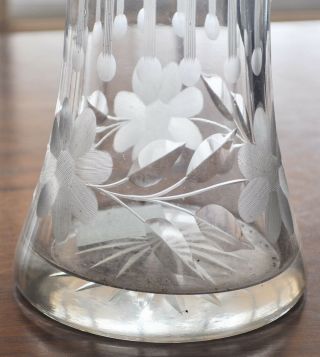 Antique American Brilliant ABP Cut Glass Tall Vase,  Floral,  Sprig,  Round Top Rim 2