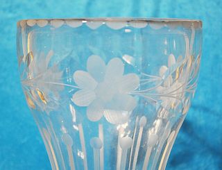 Antique American Brilliant ABP Cut Glass Tall Vase,  Floral,  Sprig,  Round Top Rim 5
