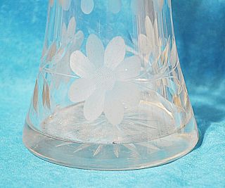 Antique American Brilliant ABP Cut Glass Tall Vase,  Floral,  Sprig,  Round Top Rim 7