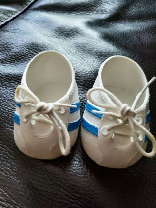 Vintage Cabbage Patch Kids Doll Shoes White Shoe W/blue Stripes