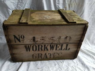 Antique Workwell Wooden Crate With Hinged Lid