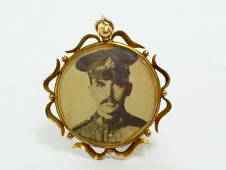 Lovely Antique Edwardian 9ct Gold Double Sided Photo Locket/ww1 Soldier Photos
