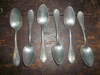 Set Of 6 Antique 19th Century American Pewter Teaspoons By C.  Parker Co.  Conn